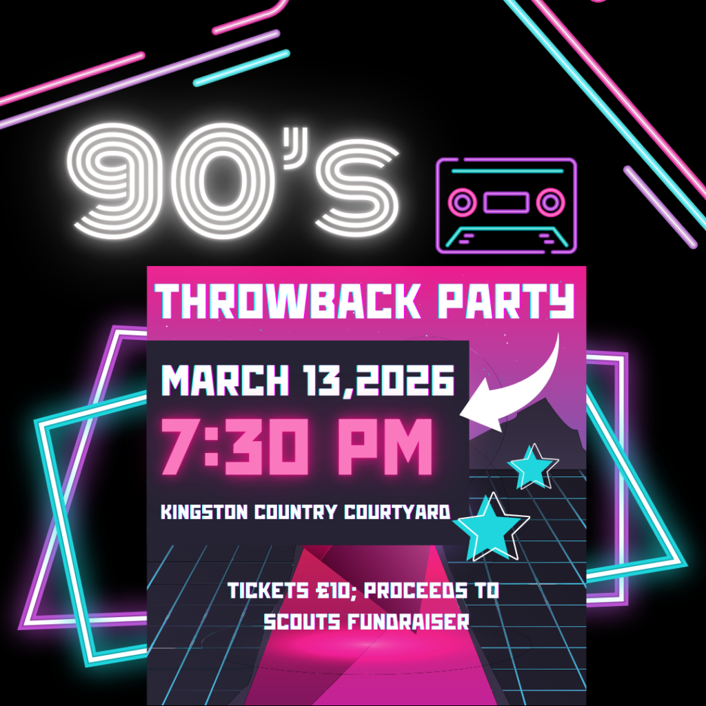 90s Night Insta advertisement showing neon glow for a 90s throwback party in March 2026
